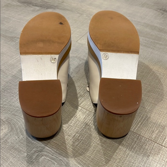 Matisse Cream and Tan Mules with Chunky Platform - Picture 7 of 7